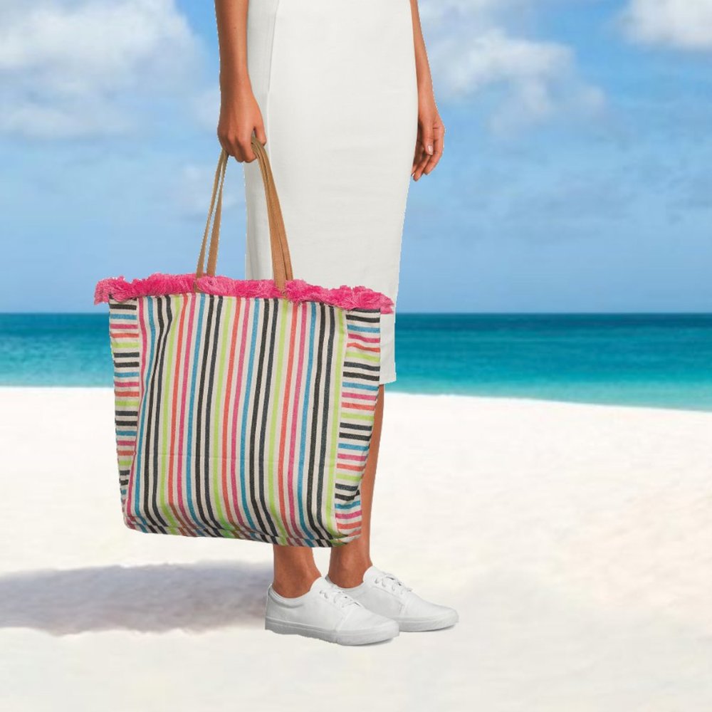 🏖️Nanette Lepore Woven Zip Tote Bag w/ Fringe NWT
